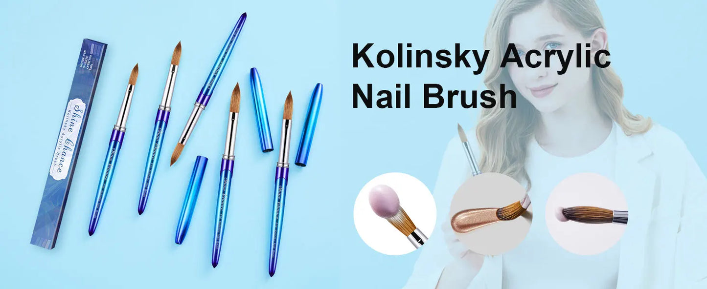 100% Kolinsky Nail Brush for Manicure Gel Brush for Nail Art Brush Acrylic Liquid Powder Carving Gel Brush Liner Drawing Pen