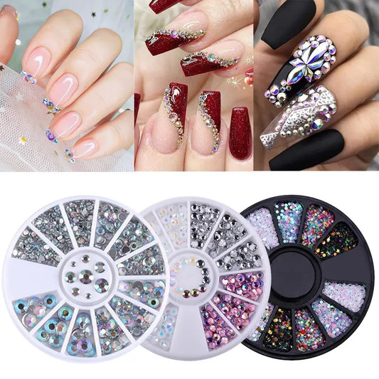 3 Boxes AB Crystal Rhinestones Set Mixed Color 3D Flatback Nail Decoration DIY Nails Gems And Charms For Manicure Craft Decor