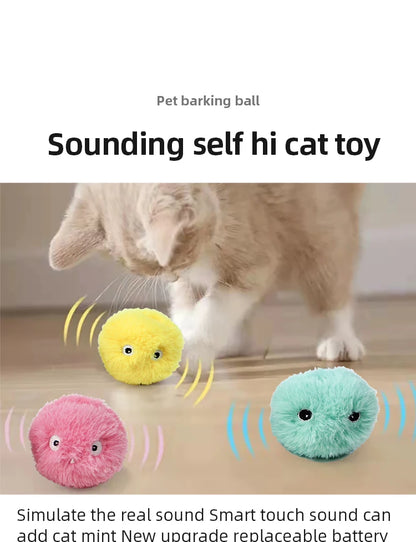 Interactive Ball Smart Cat Toys Plush Electric Catnip Training Toy Kitten Touch Sounding Pet Product Squeak Toy Ball