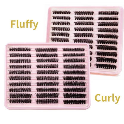 300Pcs 5D Fluffy Thick Eyelash Clusters Curl Wispy Individual Lashes 60+80+100 Mix Eyelash Extensions False Eyelashes