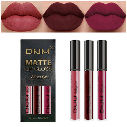 New 3pcs/set Liquid Lipstick Waterproof Long Lasting Cosmetic Black Blue Purple Green Matte Lip Gloss Nude Lip Tint Stain Makeup