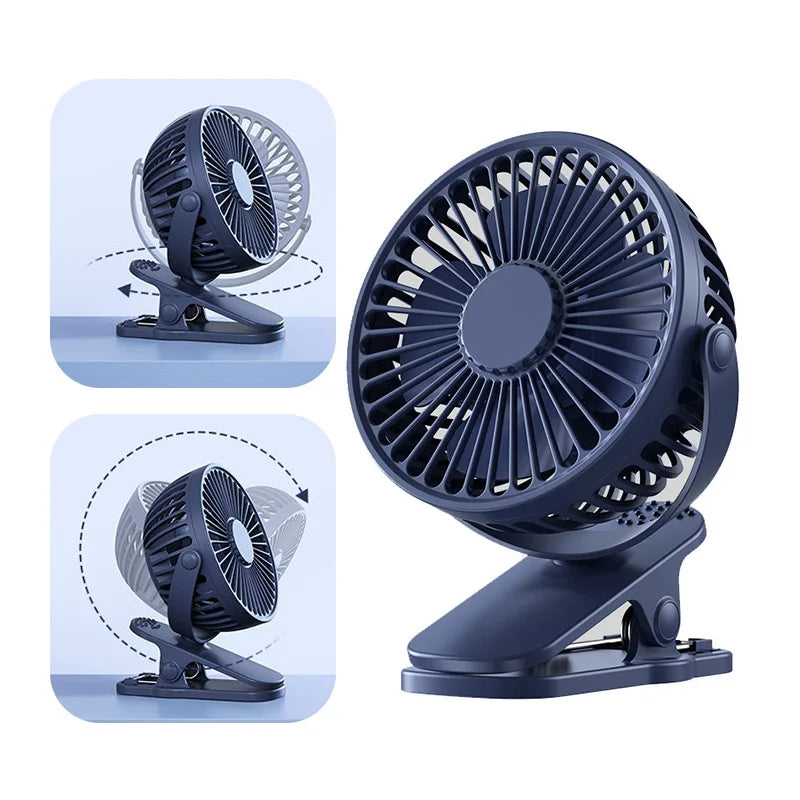 Portable USB Mini Handheld Clip Fan Convenient And Ultra-quiet Electric Fan Rechargeable Student Cute Small Cooling Ventilador