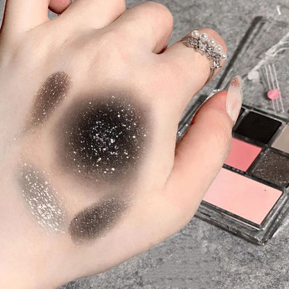 Pink Black Color Shimmer Eyeshadow Palette Glitter Sequins Shiny Eye Shadow Eye Pigments Millennial Style Girls Makeup Pallete