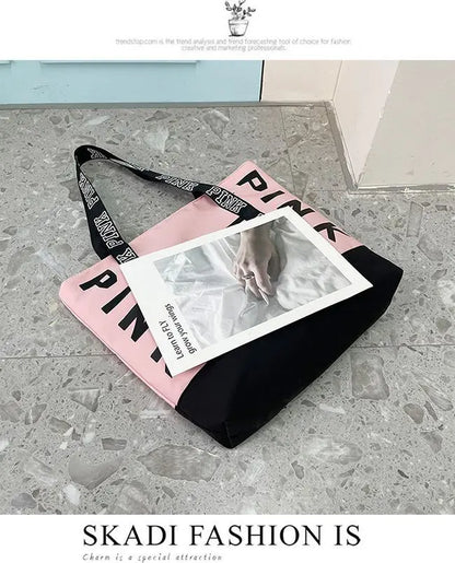 Literary Nylon Tote Bag For Women Large Capacity Shoulder Bag Fashion Letter Strap Handbags Large Capacity Tote Bag