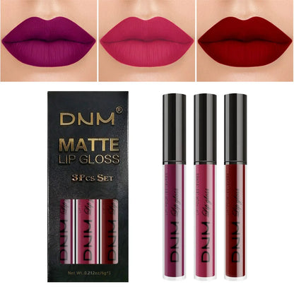 New 3pcs/set Liquid Lipstick Waterproof Long Lasting Cosmetic Black Blue Purple Green Matte Lip Gloss Nude Lip Tint Stain Makeup