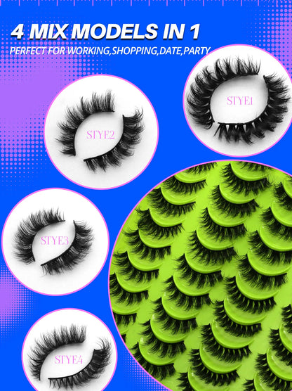 GROINNEYA lashes 3D Faux Mink Lashes Natural False Eyelashes Dramatic Fluffy Soft Volume Lashes Eyelash Extension Makeup