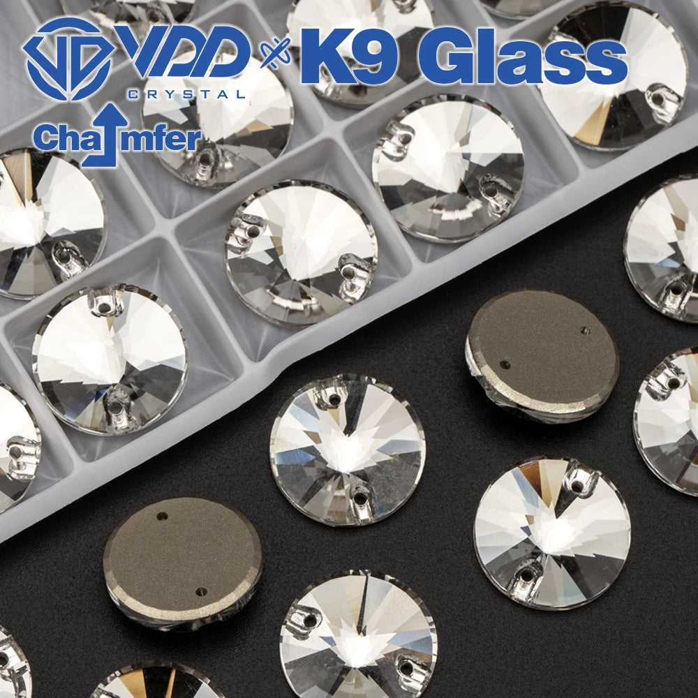 VDD High Quality K9 Glass Sew On Rhinestones Chamfer Sewing Clear Crystal Flatback Stone For Clothes Accessories Wedding Dress