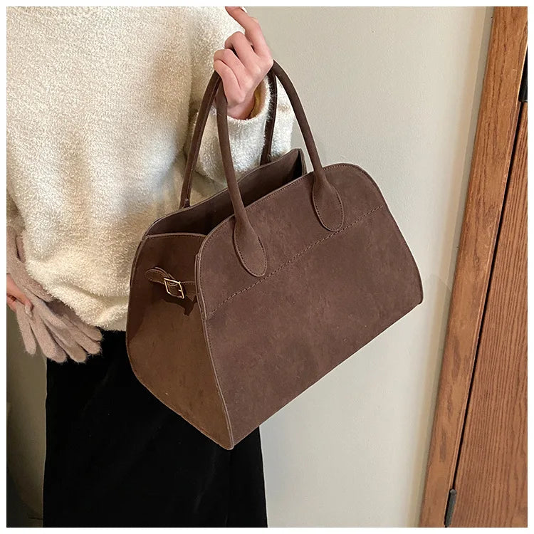 Ladies' Top-handle Bag High-end Feel Niche Design Large Capacity Vintage Commute Handbag For Autumn/winter Season