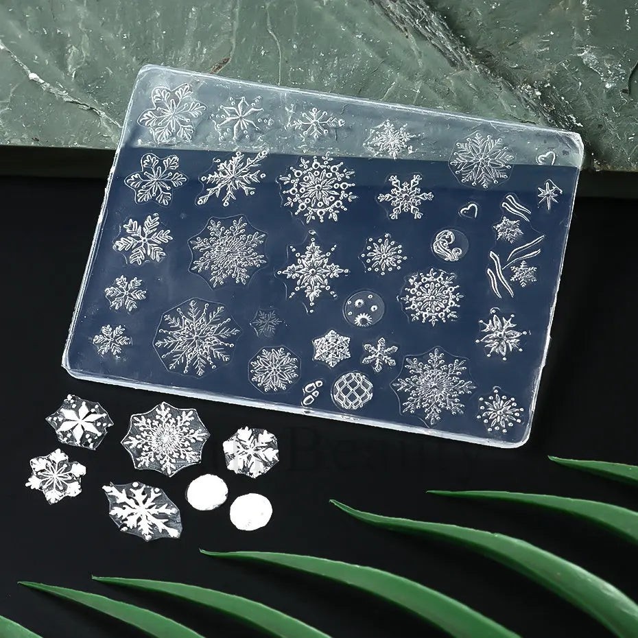 1PC 3D Silicone Snowflake Nail Carving Mold Flower Lace Mould Stamping Plate Nails Stencils DIY Manicure Accessory Tools LAG-212