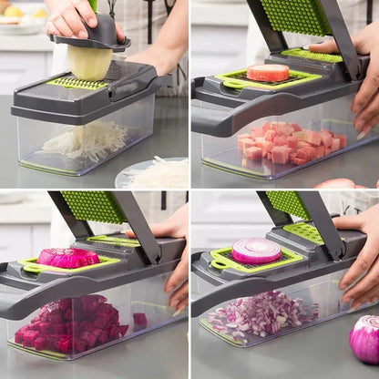 Multifunctional Vegetable Chopper Slicer Cutter Shredders Slicer With Basket Handle Food Grate Food Onion Chopper 14/16 in 1