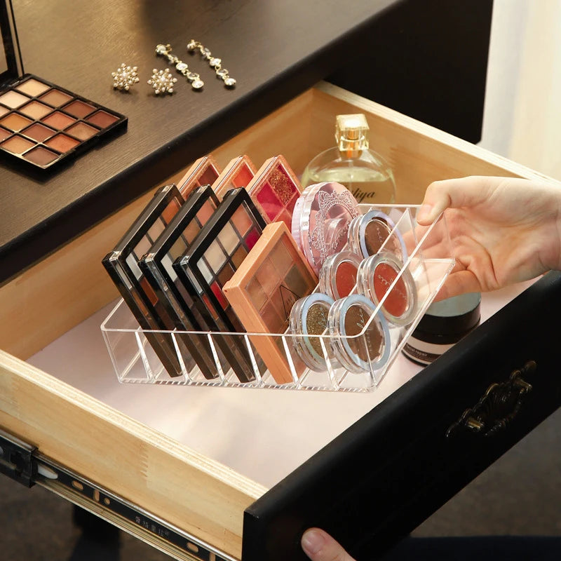 7 Grid Storage Box Clear Plastic Makeup Cosmetic Stand Holder Makeup Lipstick Eyeshadow Palette Storage Organizer