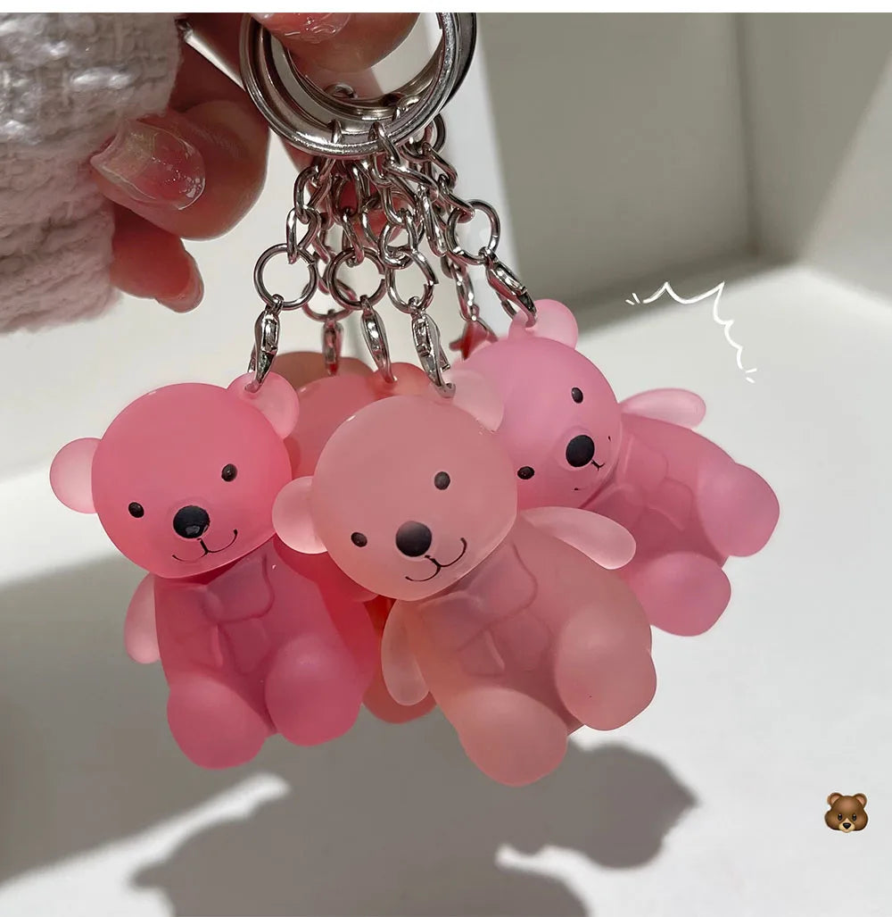 Cute Bear Keychain Lip Mud Matte Velvet Mousse Grey Pink Lipstick Waterproof Long Lasting Non-Stick Cup LipGloss Korean Cosmetic