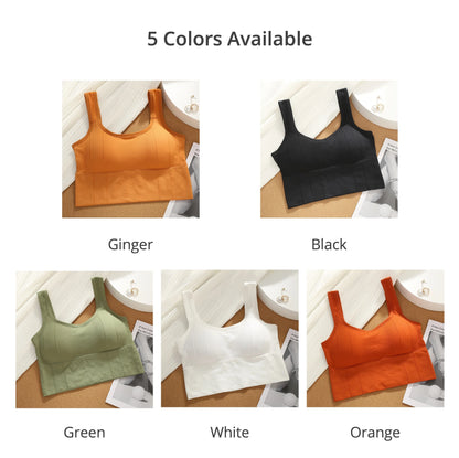 Women Seamless Crop Top Fitness Underwear Wire Free U Shaped Wide Straps Sports Bra Summer Casual One Piece Tube Tops