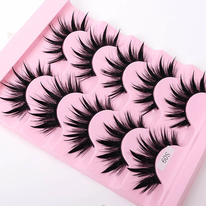 NEW 5Pairs Natural 3D Dramatic Fairy Clusters Manga Lashes Fake Eyelashes Wet Look Cosplay Lashes