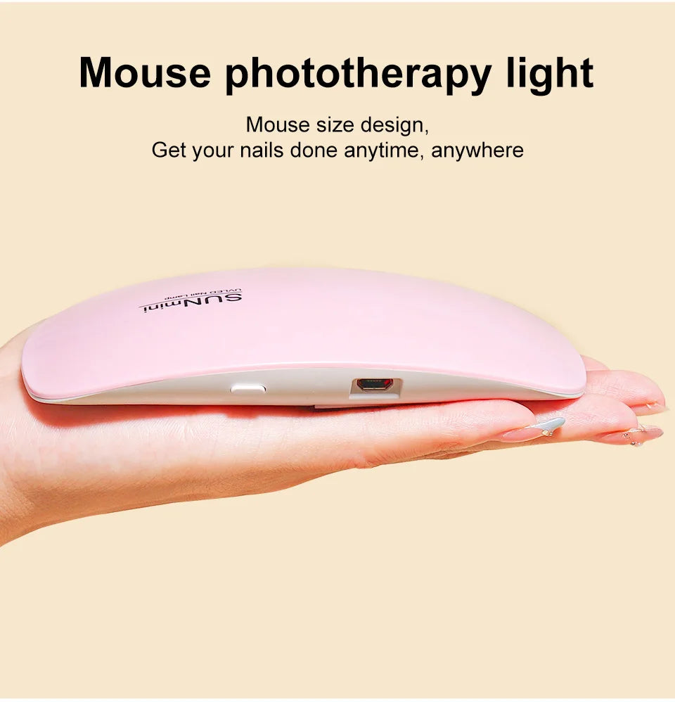 6W Mini Nail Dryer Machine Portable 6 LED UV Manicure Lamp Home Use Nail Lamp For Drying Polish Varnish With USB Cable