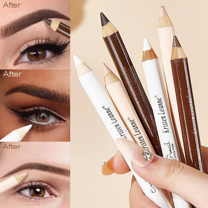 3pcs White Eyeshadow Eyebrow Contour Concealer Wooden Pencil Set Durable Waterproof Matte Nude Brown Eye Shadow Liner Makeup Kit