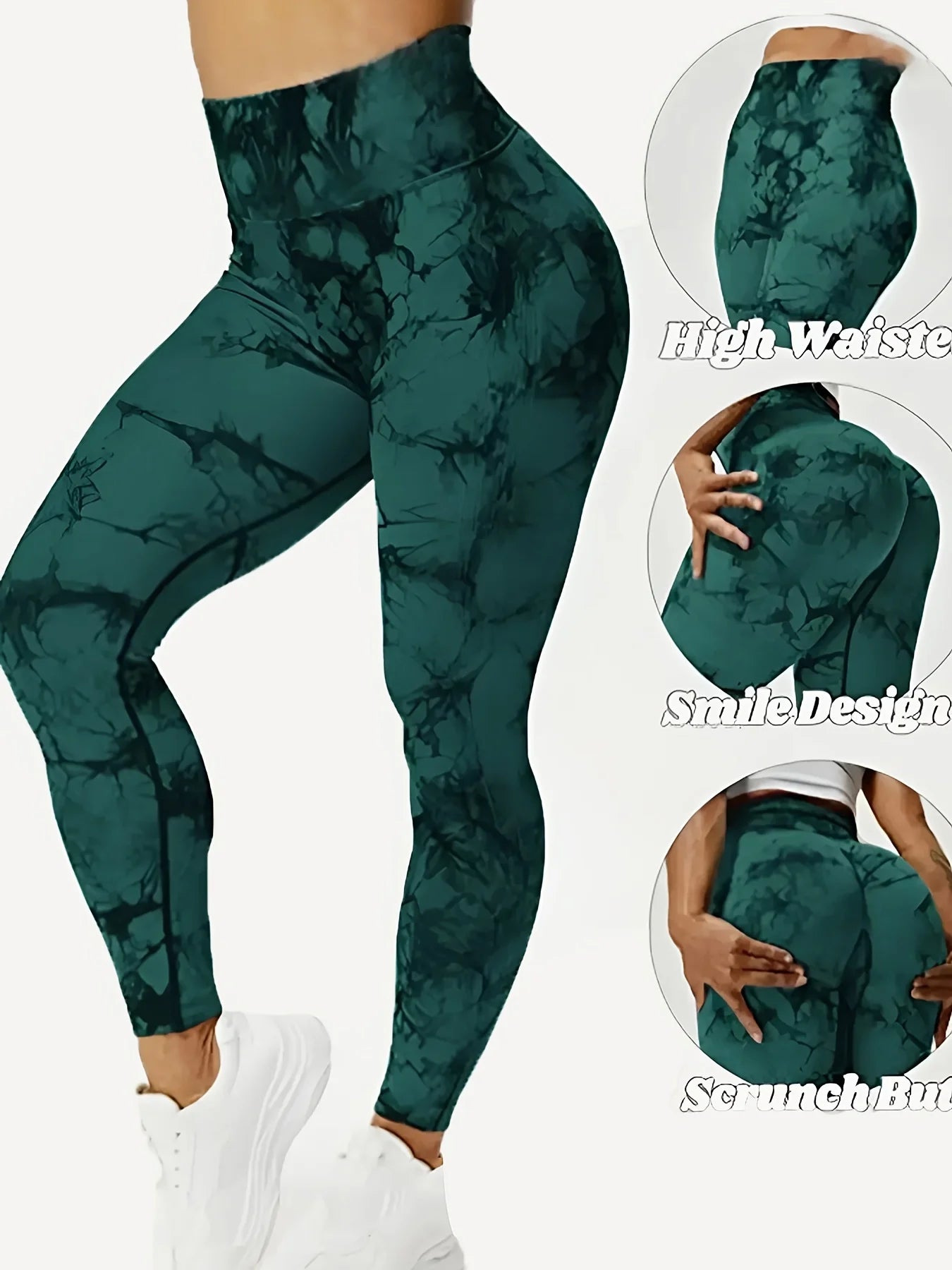 3pcs Women's Tie Dye Seamless Yoga Pants, High Waist Brushed Sweatpants Stretch Slim Fit Sports Tights Activewear.