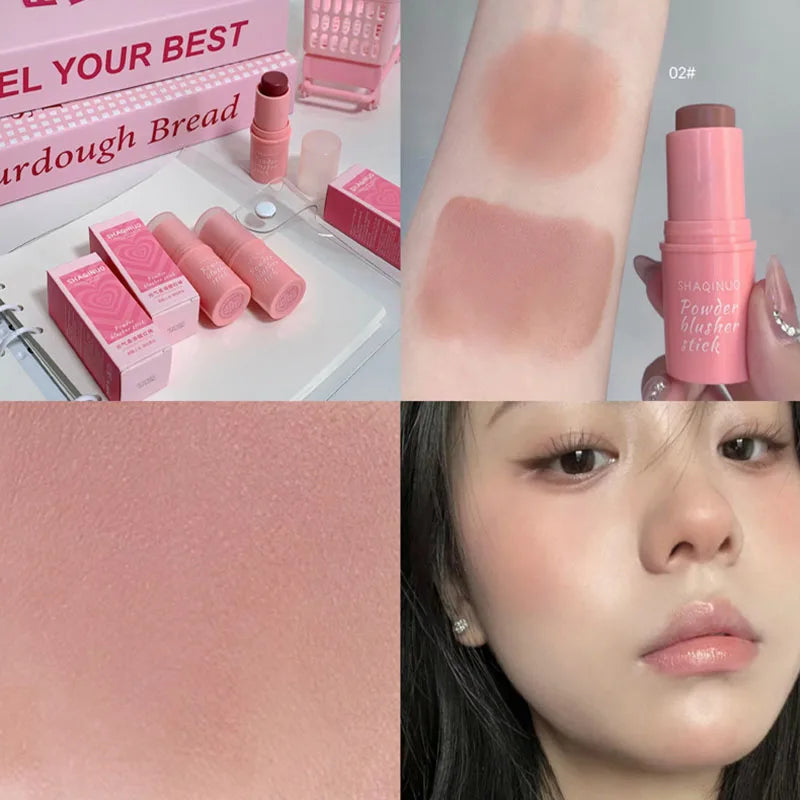 Smoky Rose Blusher Stick Cream Smooth Cheek Tint Monochrome Nude Blush Natural Matte Pink Apricot Face Rouge Contour Makeup