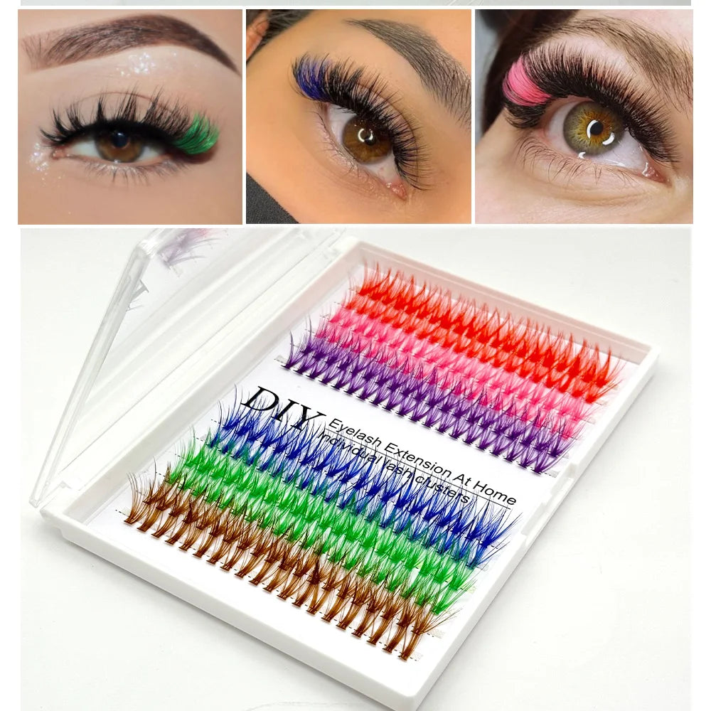 30D Mix Brown Lash Cluster Kit Mixed Length Fluffy Individual Lash Extension Kit DIY 240Pcs Eyelash Extension Kit Natural Brown