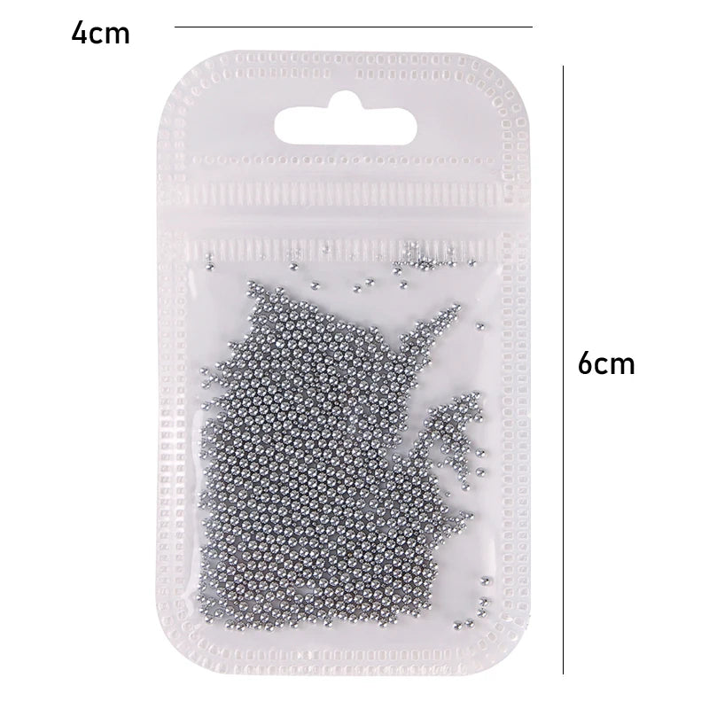 1 Pack 0.6-2.0mm Nail Art Caviar Bead 10g Rhinestone for  Micro Steel Ball 3D  Decorations UV Gel Acrylic Tips