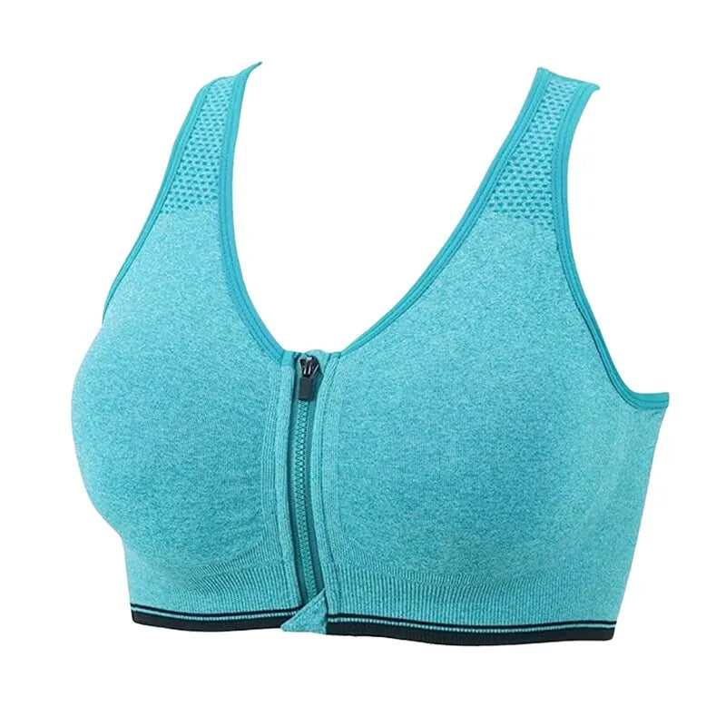 Women Seamless Bra Underwear Camisole Crop Top Free Size Black Skin Blue Front Zipper Breathable Sports Fitness Yoga Casual