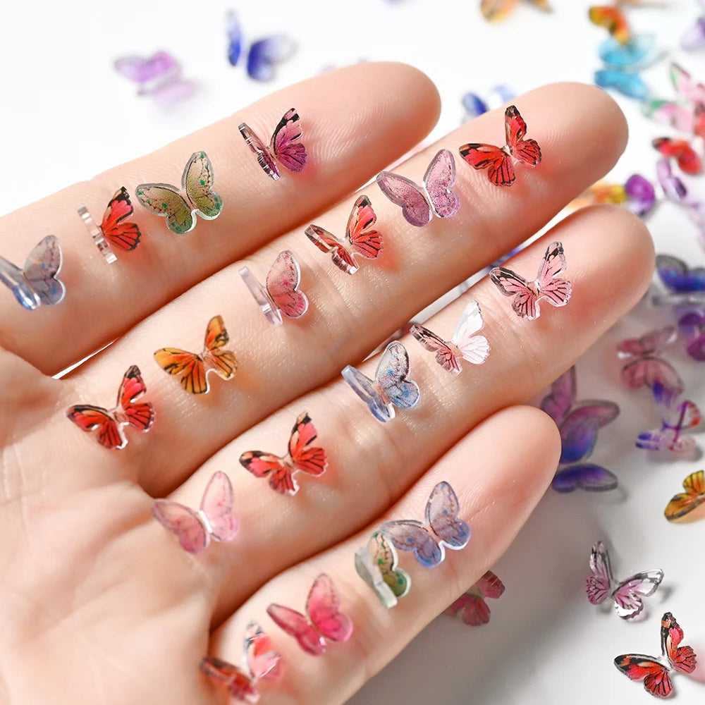 20PCS 3D Nail Butterfly Fairy Jewelry Web Celebrity Charm Resin Drill Acrylic Nail Decoration Rhinestone DIY Manicure Supplique