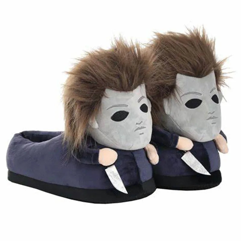 Michael Myers Chucky Slippers Devil Rabbit Women Plush Slippers Black Blood Dark Lord Horror House Shoes Warm Soft Funny Slipper