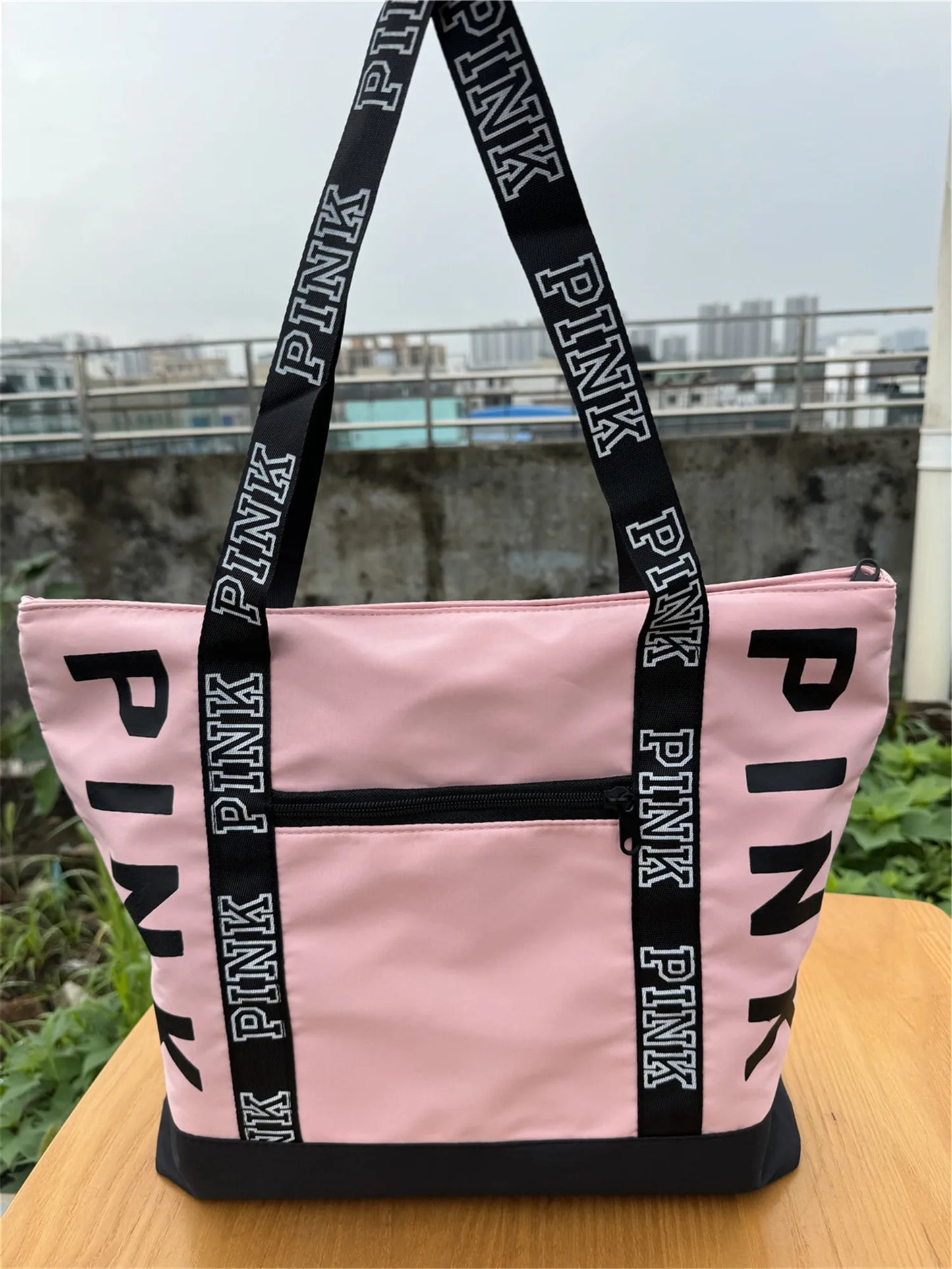 Literary Nylon Tote Bag For Women Large Capacity Shoulder Bag Fashion Letter Strap Handbags Large Capacity Tote Bag