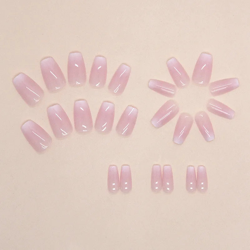 24 PCs Short French Minimalist Nails with 1 Jelly and 1 Nail File