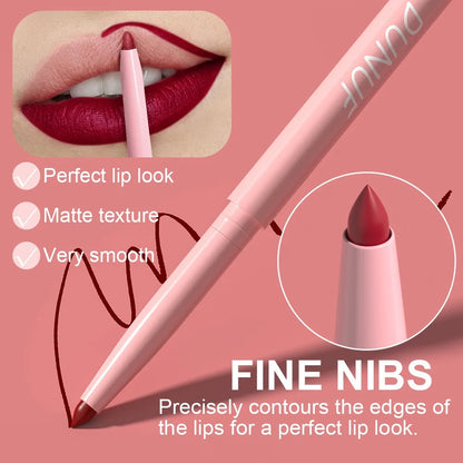 6Pcs/Set Nude Series Lip Liner Pencil Lipstick Set Brown Red Contour Tint Lasting High Pigment Non-stick Cup Matte Lips Makeup