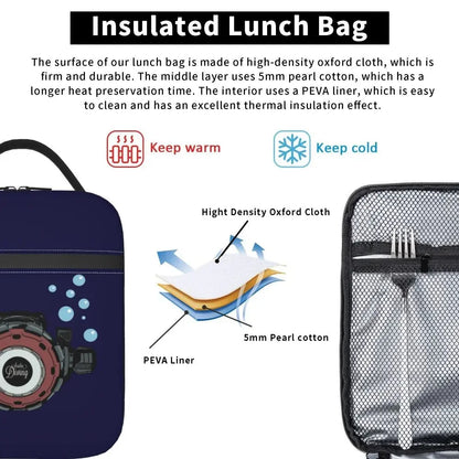 Scuba Diver Flag Resuable Lunch Box for Women Multifunction Dive Diving Thermal Cooler Food Insulated Lunch Bag Office Work