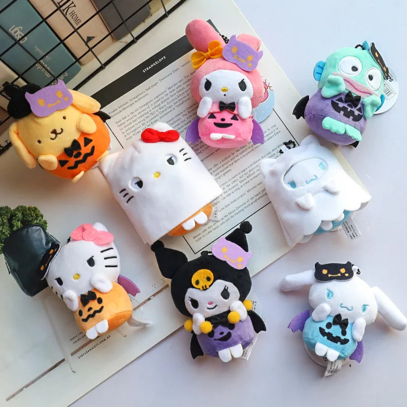 Hellokitty Halloween Doll Cinnamoroll Kuromi Kawaii Ghost Plush Toy Key Pendant Bag Accessories Birthday Gifts Halloween Toys