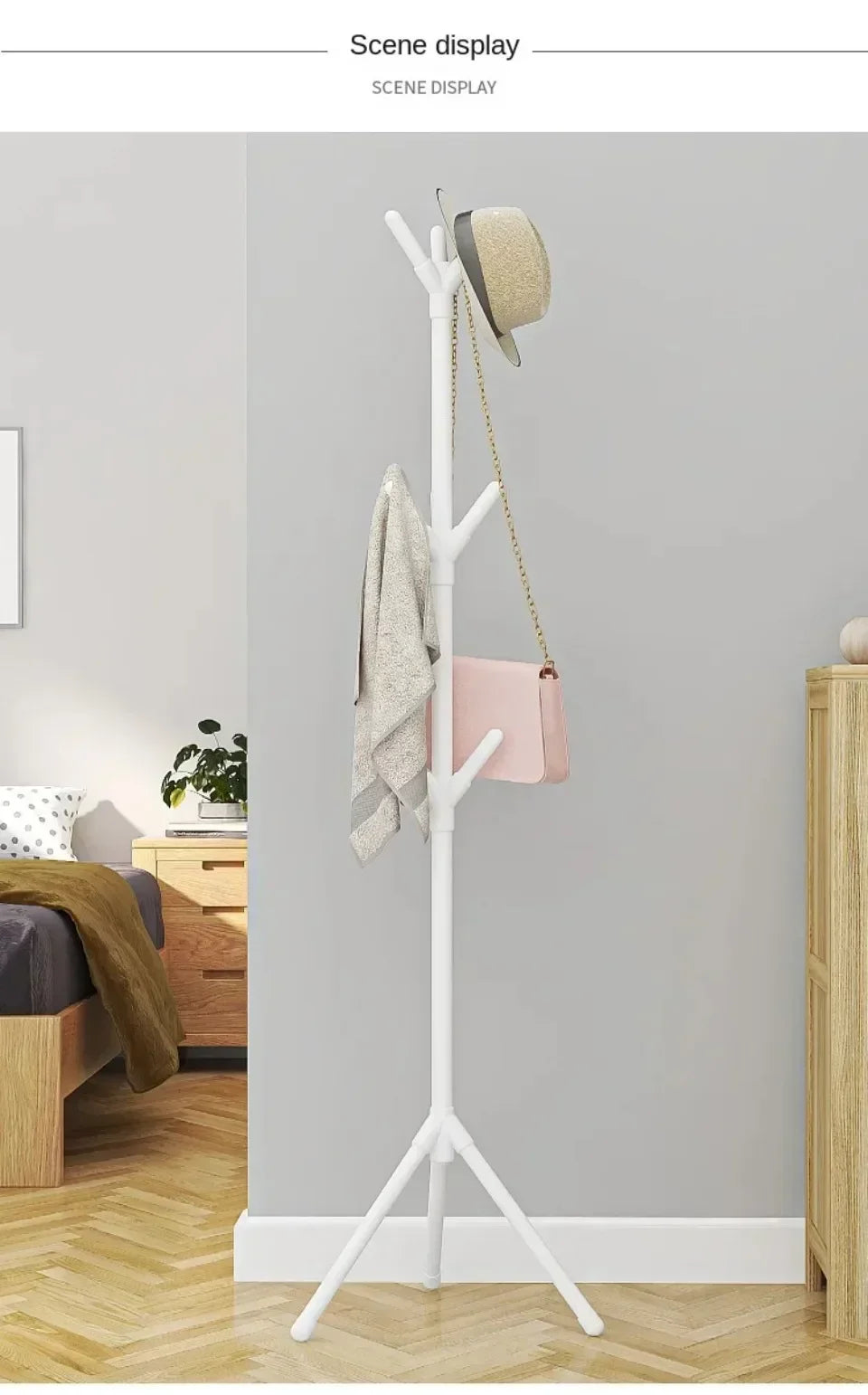 Clothes and Hats Rack Floor To Floor Bedroom Coat Hook Bedroom Vertical Tree Branch Shape Holder Hat Scarf Handbag Storage Hange