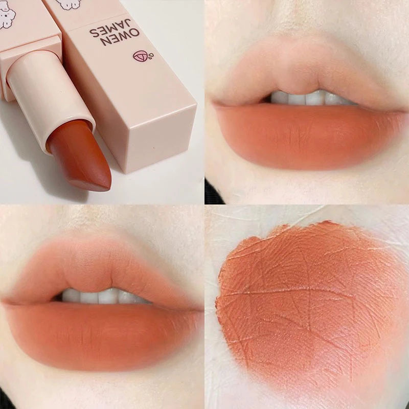 Matte Cute Lipstick Long Lasting Sexy Bright Red Lip Tint Balm Moisturizing Velvet Nude Lipstick Enhances Complexion Cosmetics