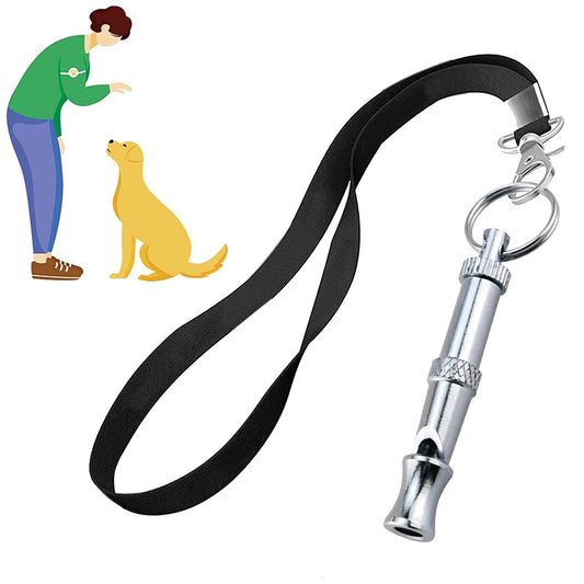 Adjustable Silver Pet Dog Training Whistle With Lanyard Dog Flute Training Dog Whistle Dog Flute Dog Training Device