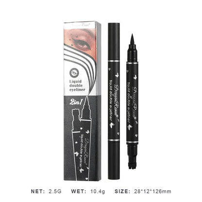 Double Head Moon Star Heart Flower Liquid Eyeliner Pen Black Stamp Eyeliner Waterproof Makeup Butterfly Seal Eye Liner Pencil