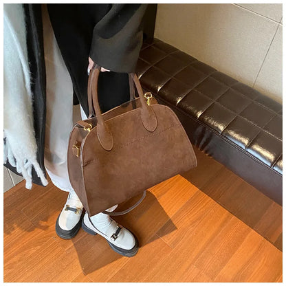 Ladies' Top-handle Bag High-end Feel Niche Design Large Capacity Vintage Commute Handbag For Autumn/winter Season