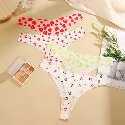 FINETOO 4Pcs Ultra Soft Underwear For Women Sexy Graphic Print Seamless Thongs Female Stretch Leopard G Strings Comfort Lingerie