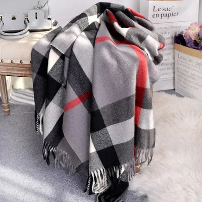 190*70cm Winter Scarf Women Classic Lattice Pashmina Scarf Soft Female Cashmere Scarves Shawls Wraps Handkerchief towel 2024