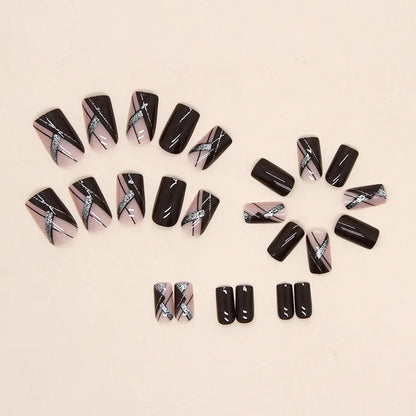 24 PCs Short French Minimalist Nails with 1 Jelly and 1 Nail File