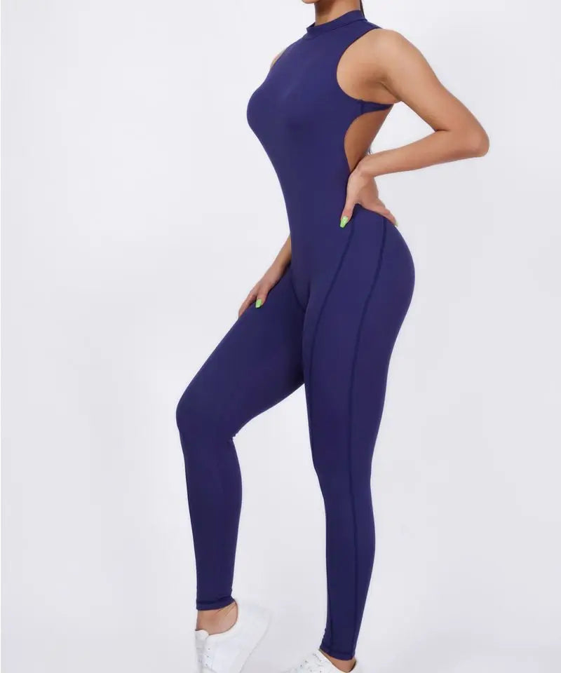 Women One-piece Back-V Sport Yoga Jumpsuit Workout Clothes for Women Sportwear Bodycon Outfit Fitness Gym Suit Workout Tracksuit