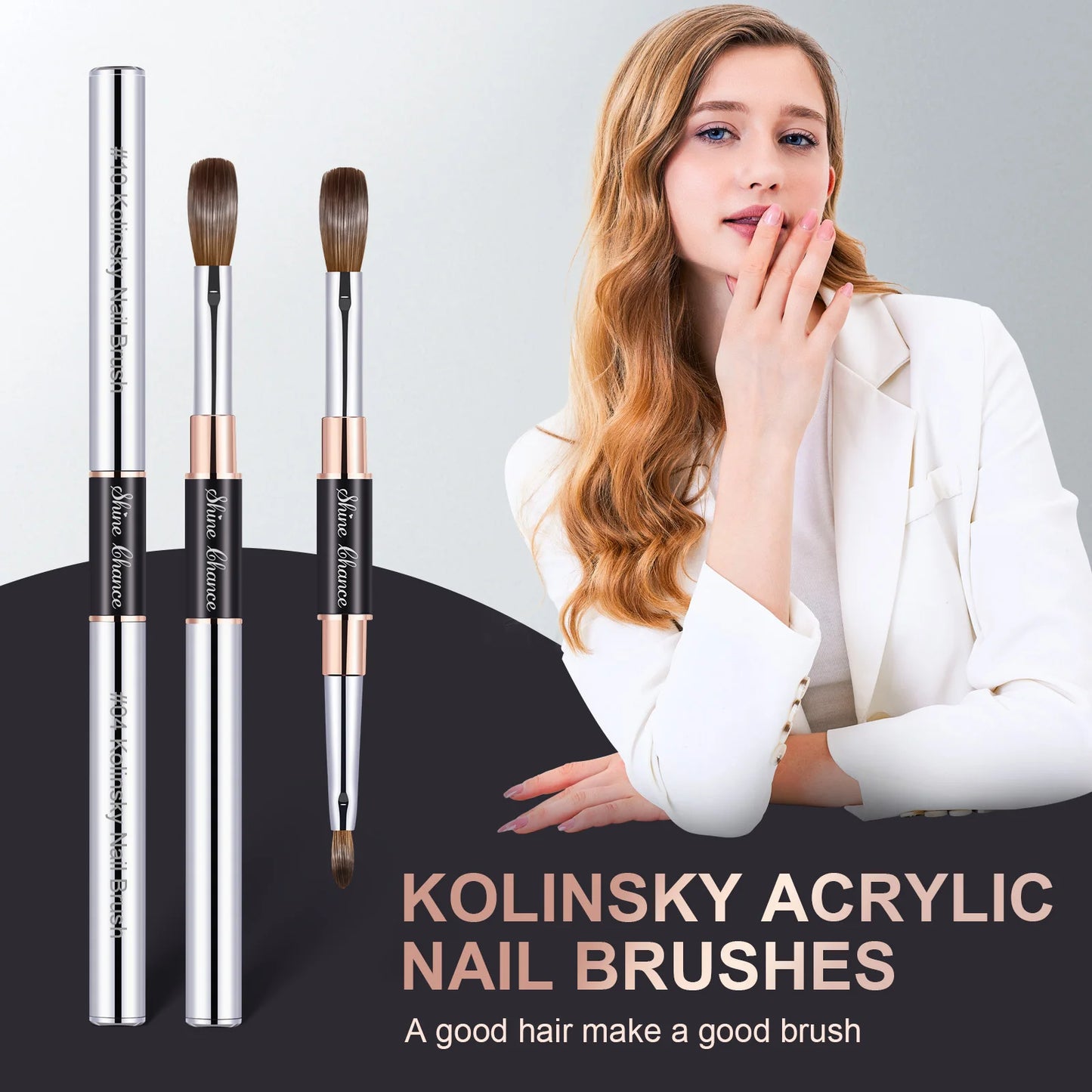 100% Kolinsky Acrylic Nail Art Brush  Handle Nail Art Mink Brush Gel Builder Nail Tools Manicure Brush Drawing Tools