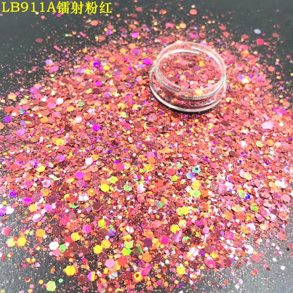 24 Colors Holographic Chunky Glitter 24 Colors Total Laser Nail Glitter Flakes Chunky Holographic Laser Nail Glitter