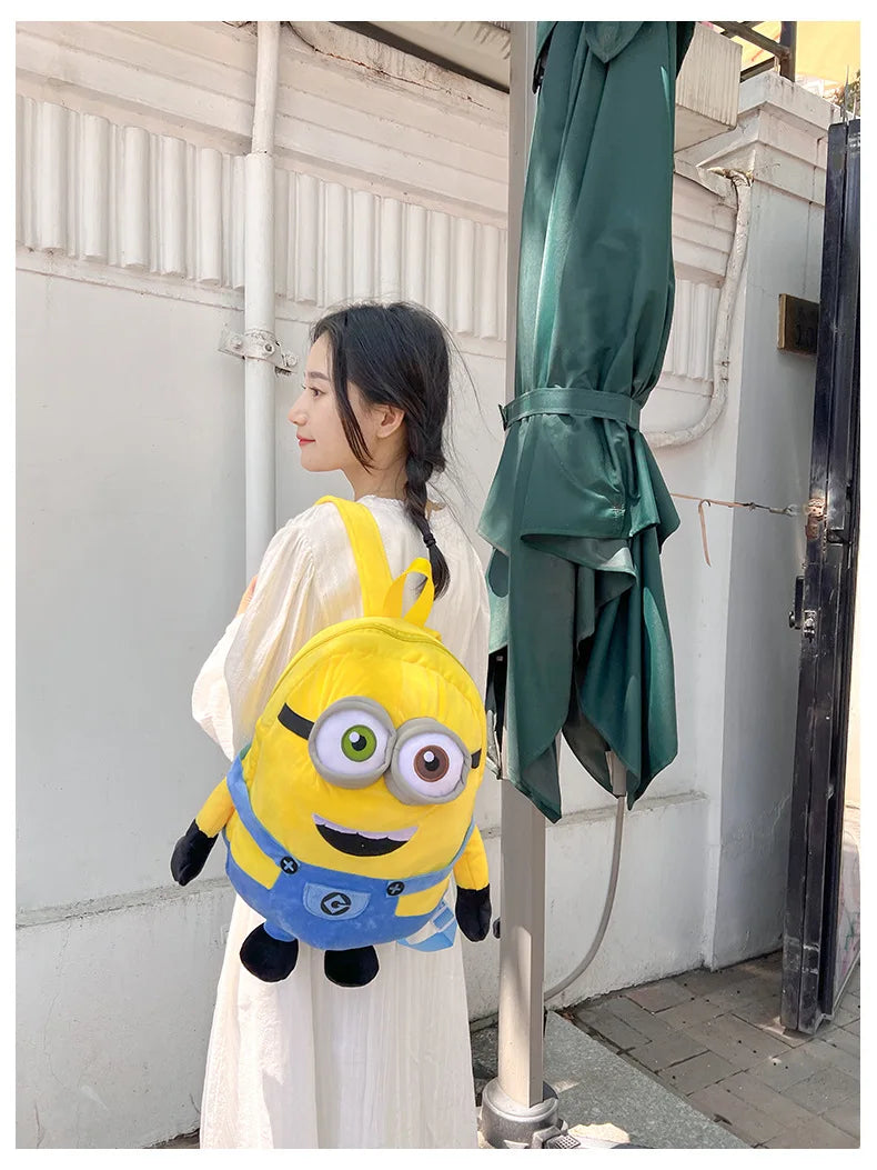 New Cartoon Anime Plush Backpack Minions Doll Large Size School Bag Large Capacity Student Cartoon Backpack