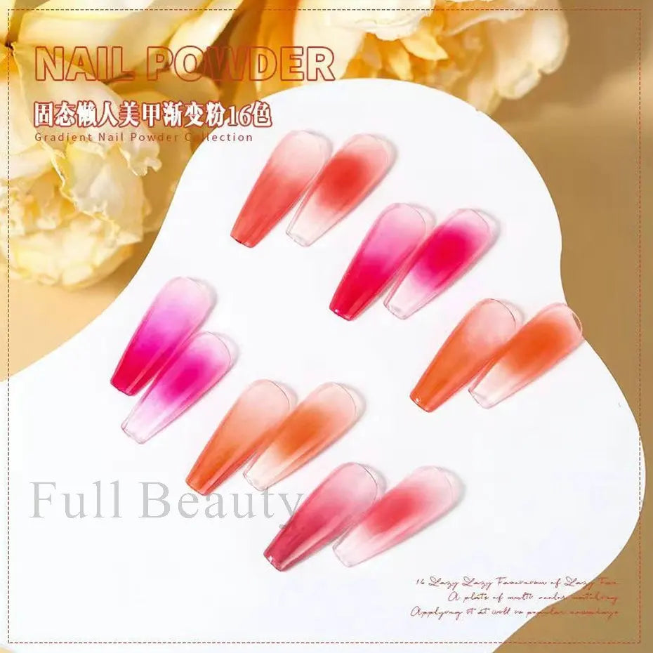 16Colors Red Series Nail Solid Pigment Gradient Design Nails Art Rubbing Dust Set Fine Chrome Powder Decoration Manicure LAJBF03