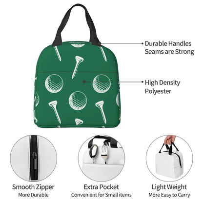 Ball Golf Insulated Lunch Bags for School Work Picnic Sports Golfing Golfer Portable Thermal Cooler Bento Box for Women Children