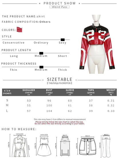 Weird Puss Faux Leather Varsity Jacket Women Hipster Letter Print Autumn Casual Sporty Wild Streetwear Uniform Trend Crop Coat