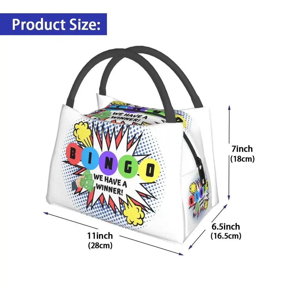 I Love Bingo Game Insulated Lunch Bags for School Office Waterproof Cooler Thermal Lunch Box Women lunchbag