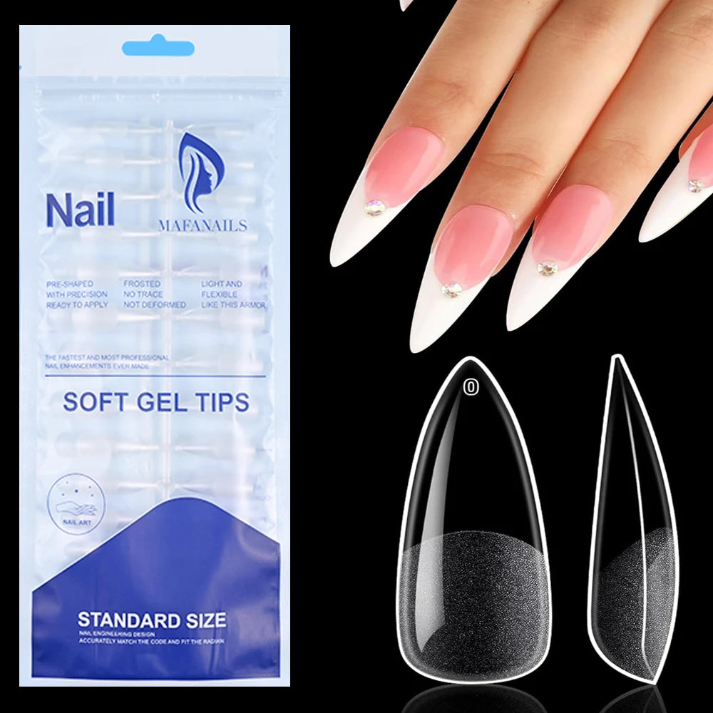 120pcs/Bag Press on Nails Coffin Nail Tips clear Full Cover Fake Nail Artificial Half-matte Press on Long Ballerina False Tips