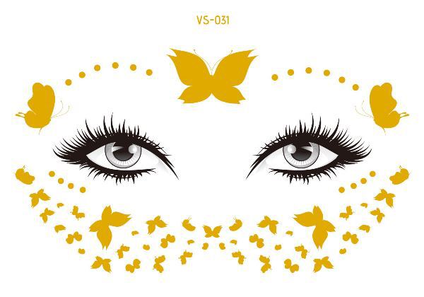 1pc Golden Face Temporary Tattoo Waterproof Blocked Freckle Stickers Eye Makeup Decal Bronzing Music Festival Wholesale 2023 New